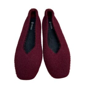 NWOB VIVAIA Margot‎ 2.0 Burgundy Fuzzy Knit Ballet Flats EU 43 US 10-10.5